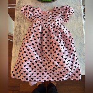 LoveShackFancy Pink Dress with Black Heart Pattern